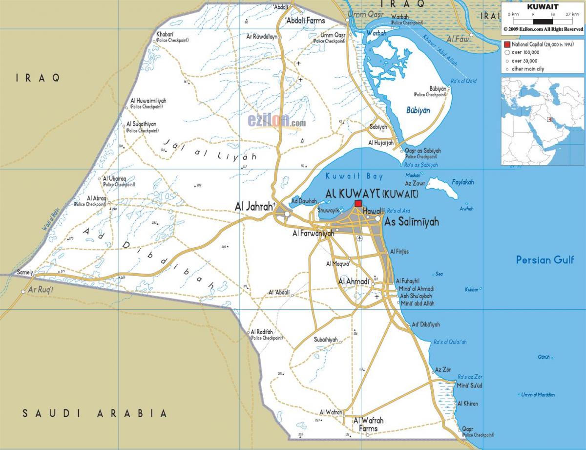 кувейт хотын газрын зураг, замын